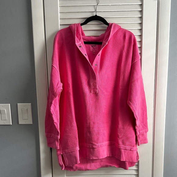 Aerie textured Henley hoodie pullover snap Medium NWOT - Picture 3 of 8